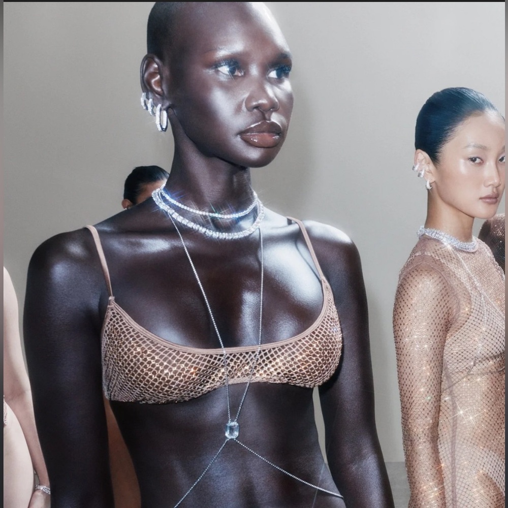 Brown Rhinestone Embellished Bralette